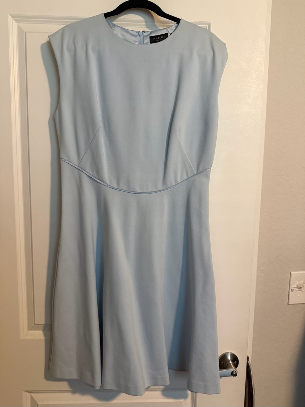 Ted Baker London Pale Blue Cap-Sleeve Fit-and-Flare Midi Dress